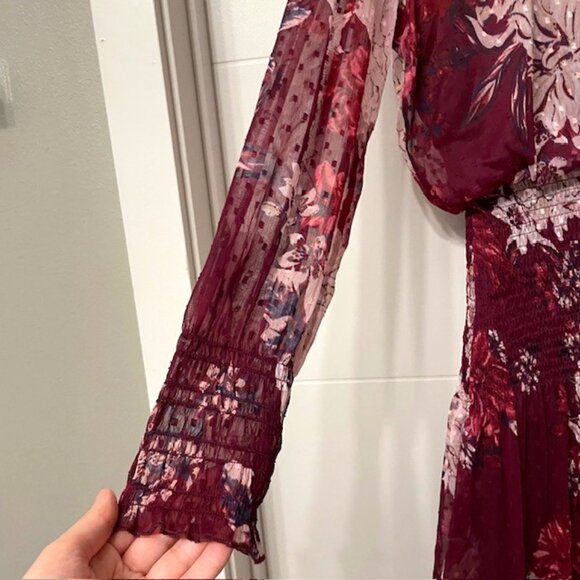 NWT Bishop + Young Cameo Midi Floral Long Sleeve Dress Dahlia Size Large - Picture 8 of 16